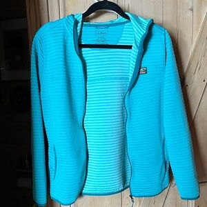 L.L. Bean Women's Bright Aqua Ribbed Zip Hoodie